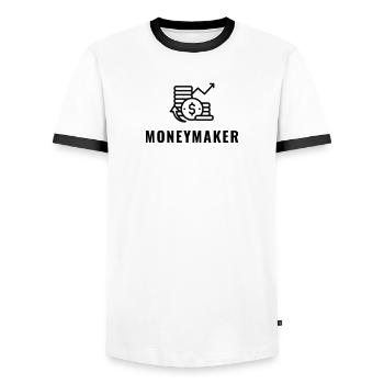 MONEYMAKER - Männer Kontrast-T-Shirt - Weiß/Schwarz - Vorne - AI Model Female 172 light (172cm) & AI Model Male 178 dark (178cm)