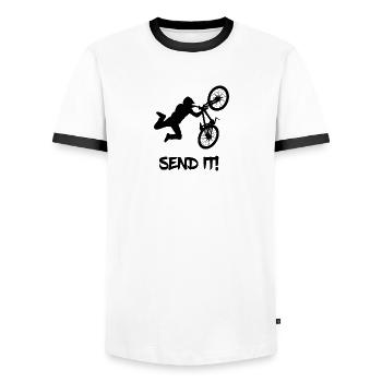 Send It Trick Dirtbike Geschenk - Männer Kontrast-T-Shirt - Weiß/Schwarz - Vorne - AI Model Female 172 light (172cm) & AI Model Male 178 dark (178cm)