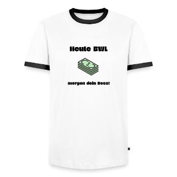 BWL Boss Spruch Geschenk BWL Student - Männer Kontrast-T-Shirt - Weiß/Schwarz - Vorne - AI Model Female 172 light (172cm) & AI Model Male 178 dark (178cm)