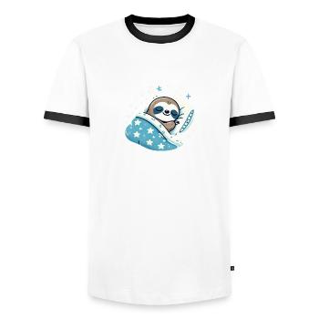 Sloth Sleeping In Bed At Night Time - Männer Kontrast-T-Shirt - Weiß/Schwarz - Vorne - AI Model Female 172 light (172cm) & AI Model Male 178 dark (178cm)