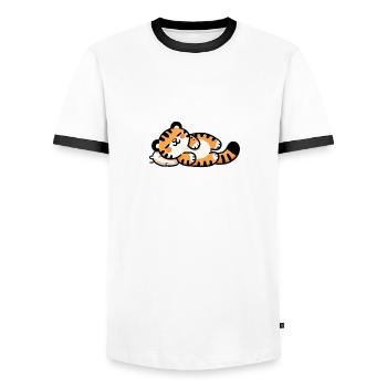 Cute Sleeping Baby Tiger - Männer Kontrast-T-Shirt - Weiß/Schwarz - Vorne - AI Model Female 172 light (172cm) & AI Model Male 178 dark (178cm)