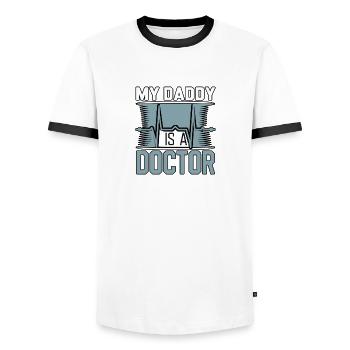 My Daddy Is A Doctor 3 - Männer Kontrast-T-Shirt - Weiß/Schwarz - Vorne - AI Model Female 172 light (172cm) & AI Model Male 178 dark (178cm)