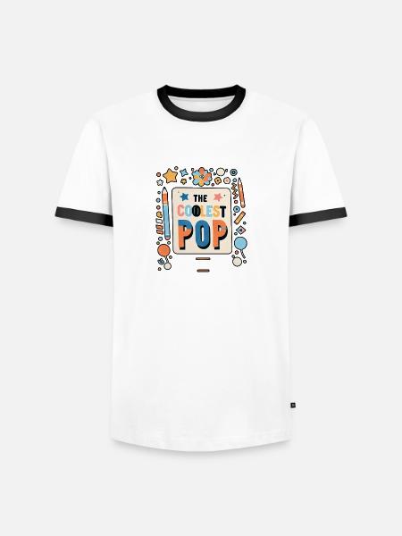 The Coolest Pop 7 - Männer Kontrast-T-Shirt - Weiß/Schwarz