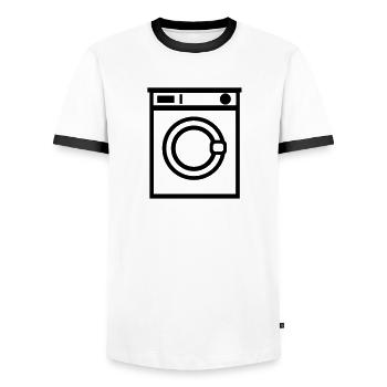 Washing machine - Men's Ringer Shirt - white/black - Front - AI Model Female 172 light (172cm) & AI Model Male 178 dark (178cm)