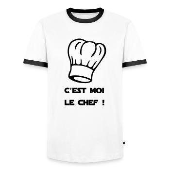 C'est moi le chef ! Toque de cuisinier - T-shirt contrasté Homme - blanc/noir - Devant - AI Model Female 172 light (172cm) & AI Model Male 178 dark (178cm)
