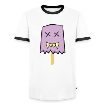 Ice Cream Monster - Männer Kontrast-T-Shirt - Weiß/Schwarz - Vorne - AI Model Female 172 light (172cm) & AI Model Male 178 dark (178cm)
