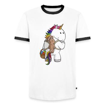 Oster Comic Einhorn - Männer Kontrast-T-Shirt - Weiß/Schwarz - Vorne - AI Model Female 172 light (172cm) & AI Model Male 178 dark (178cm)