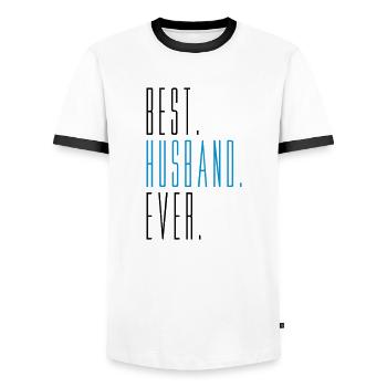 best husband ever ehemann husband text junggeselle - Männer Kontrast-T-Shirt - Weiß/Schwarz - Vorne - AI Model Female 172 light (172cm) & AI Model Male 178 dark (178cm)