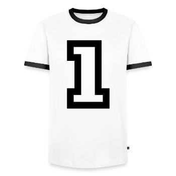 1 - Männer Kontrast-T-Shirt - Weiß/Schwarz - Vorne - AI Model Female 172 light (172cm) & AI Model Male 178 dark (178cm)