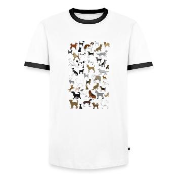 many dogs pixel - Men's Ringer Shirt - white/black - Front - AI Model Female 172 light (172cm) & AI Model Male 178 dark (178cm)