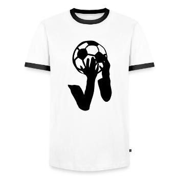 football head grip logo - Men's Ringer Shirt - white/black - Front - AI Model Female 172 light (172cm) & AI Model Male 178 dark (178cm)