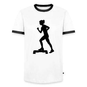 Aerobic - Männer Kontrast-T-Shirt - Weiß/Schwarz - Vorne - AI Model Female 172 light (172cm) & AI Model Male 178 dark (178cm)