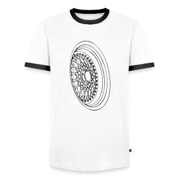 Retro Felge - Männer Kontrast-T-Shirt - Weiß/Schwarz - Vorne - AI Model Female 172 light (172cm) & AI Model Male 178 dark (178cm)