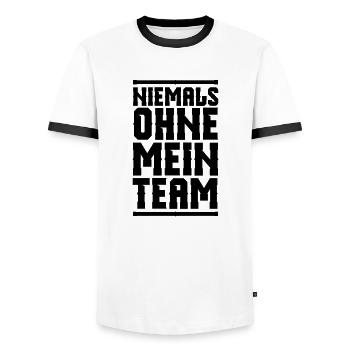 niemals ohne mein team design - Männer Kontrast-T-Shirt - Weiß/Schwarz - Vorne - AI Model Female 172 light (172cm) & AI Model Male 178 dark (178cm)
