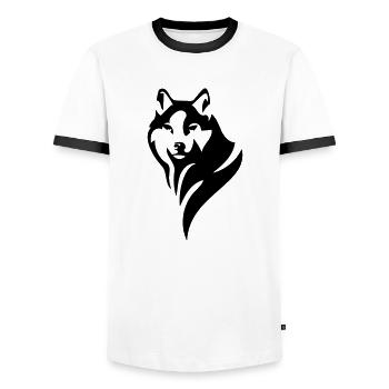 Wolf - Men's Ringer Shirt - white/black - Front - AI Model Female 172 light (172cm) & AI Model Male 178 dark (178cm)