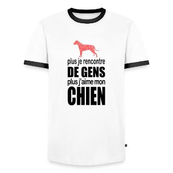 Humour de chienne - T-shirt contrasté Homme - blanc/noir - Devant - AI Model Female 172 light (172cm) & AI Model Male 178 dark (178cm)