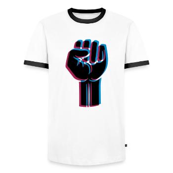 Rebellen Faust 3D - Männer Kontrast-T-Shirt - Weiß/Schwarz - Vorne - AI Model Female 172 light (172cm) & AI Model Male 178 dark (178cm)