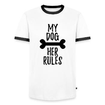 Hunde Hund Hündchen Hundi - Männer Kontrast-T-Shirt - Weiß/Schwarz - Vorne - AI Model Female 172 light (172cm) & AI Model Male 178 dark (178cm)