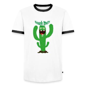 kaktus touch me - Männer Kontrast-T-Shirt - Weiß/Schwarz - Vorne - AI Model Female 172 light (172cm) & AI Model Male 178 dark (178cm)