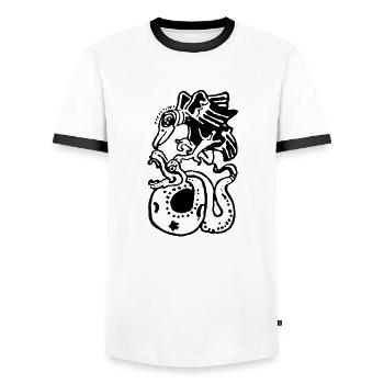 Inca Culture, Latin America - Men's Ringer Shirt - white/black - Front - AI Model Female 172 light (172cm) & AI Model Male 178 dark (178cm)