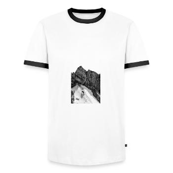 MOUNTAINS | ALL I NEED - Men's Ringer Shirt - white/black - Front - AI Model Female 172 light (172cm) & AI Model Male 178 dark (178cm)