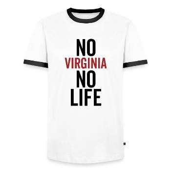 No Virginia No Life - Men's Ringer Shirt - white/black - Front - AI Model Female 172 light (172cm) & AI Model Male 178 dark (178cm)