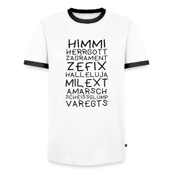 himmi herrgott zefix halleluja - bayerischer fluch - Männer Kontrast-T-Shirt - Weiß/Schwarz - Vorne - AI Model Female 172 light (172cm) & AI Model Male 178 dark (178cm)