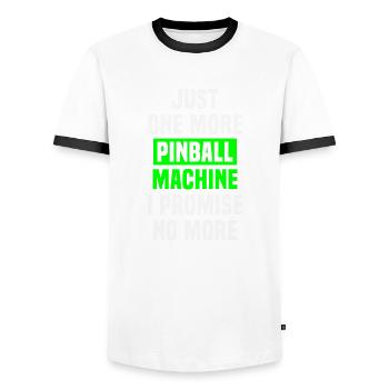 Pinball machine saying funny pinball collector - Men's Ringer Shirt - white/black - Front - AI Model Female 172 light (172cm) & AI Model Male 178 dark (178cm)
