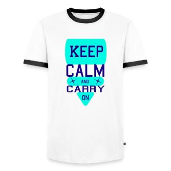 Ruhe bewahren und weitermachen2 - Männer Kontrast-T-Shirt - Weiß/Schwarz - Vorne - AI Model Female 172 light (172cm) & AI Model Male 178 dark (178cm)