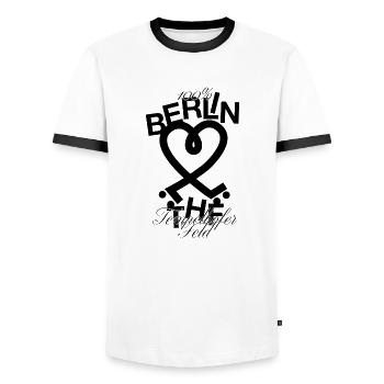 Tempelhofer Feld Skate - Männer Kontrast-T-Shirt - Weiß/Schwarz - Vorne - AI Model Female 172 light (172cm) & AI Model Male 178 dark (178cm)