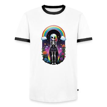 Halloween - Rock & Rainbow - Men's Ringer Shirt - white/black - Front - AI Model Female 172 light (172cm) & AI Model Male 178 dark (178cm)