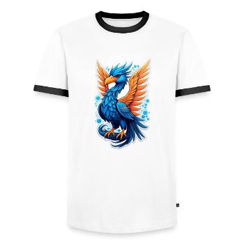 Phenix - Phoenix - Firebird - Men's Ringer Shirt - white/black - Front - AI Model Female 172 light (172cm) & AI Model Male 178 dark (178cm)