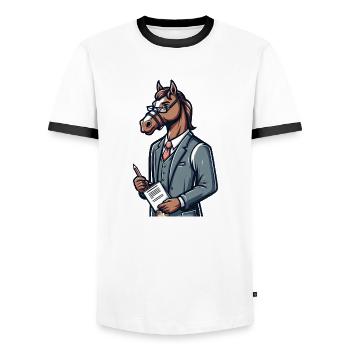 Cute Horse Teacher - Men's Ringer Shirt - white/black - Front - AI Model Female 172 light (172cm) & AI Model Male 178 dark (178cm)