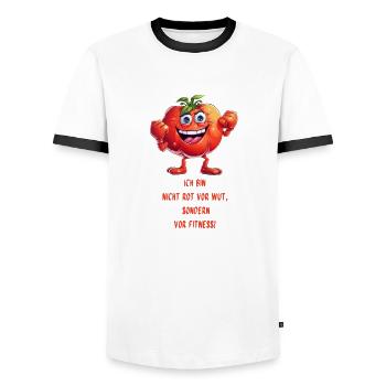 Tommy das Tomatenwunder - Männer Kontrast-T-Shirt - Weiß/Schwarz - Vorne - AI Model Female 172 light (172cm) & AI Model Male 178 dark (178cm)