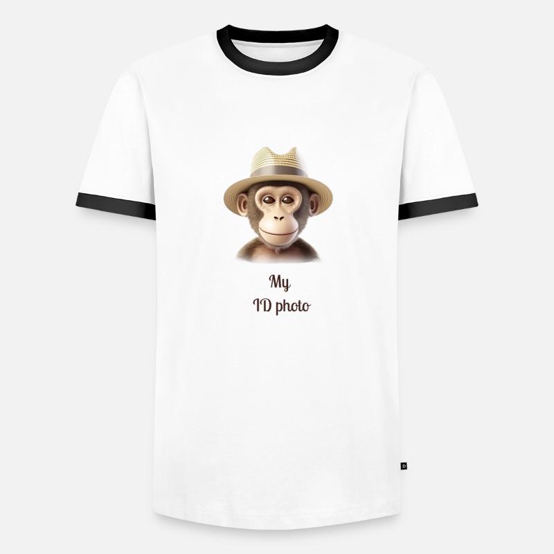 Max the casual monkey - Men's Ringer Shirt - white/black