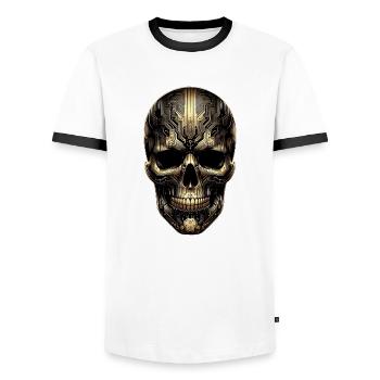 Crâne d’or horreur fantaisie amusant - T-shirt contrasté Homme - blanc/noir - Devant - AI Model Female 172 light (172cm) & AI Model Male 178 dark (178cm)