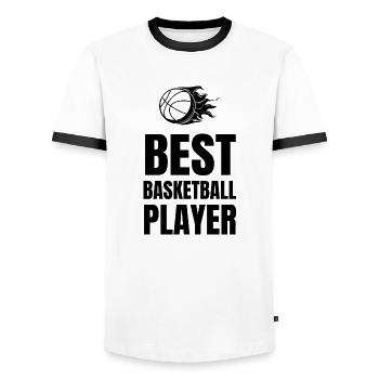 Basketball - Männer Kontrast-T-Shirt - Weiß/Schwarz - Vorne - AI Model Female 172 light (172cm) & AI Model Male 178 dark (178cm)