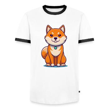 Sly Shiba Inu - Unheil-Verschwörer - Männer Kontrast-T-Shirt - Weiß/Schwarz - Vorne - AI Model Female 172 light (172cm) & AI Model Male 178 dark (178cm)