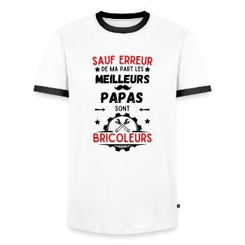BRICOLEUR MEILLEUR PAPA - T-shirt contrasté Homme - blanc/noir - Devant - AI Model Female 172 light (172cm) & AI Model Male 178 dark (178cm)