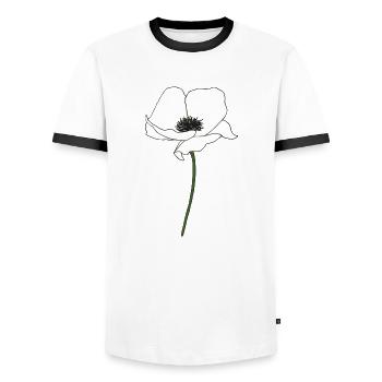mohnblume weiss - Männer Kontrast-T-Shirt - Weiß/Schwarz - Vorne - AI Model Female 172 light (172cm) & AI Model Male 178 dark (178cm)