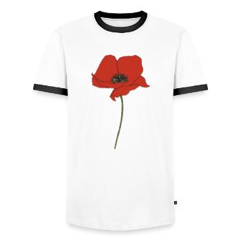 mohnblume impressionismus - Männer Kontrast-T-Shirt - Weiß/Schwarz - Vorne - AI Model Female 172 light (172cm) & AI Model Male 178 dark (178cm)