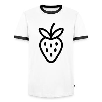 Erdbeere - Männer Kontrast-T-Shirt - Weiß/Schwarz - Vorne - AI Model Female 172 light (172cm) & AI Model Male 178 dark (178cm)