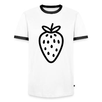Erdbeere - Männer Kontrast-T-Shirt - Weiß/Schwarz - Vorne - AI Model Female 172 light (172cm) & AI Model Male 178 dark (178cm)