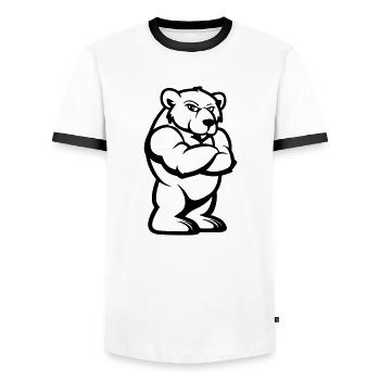 Bear Comic - Men's Ringer Shirt - white/black - Front - AI Model Female 172 light (172cm) & AI Model Male 178 dark (178cm)