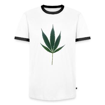 Zeit für Cannabis - Männer Kontrast-T-Shirt - Weiß/Schwarz - Vorne - AI Model Female 172 light (172cm) & AI Model Male 178 dark (178cm)