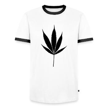 Hanfblatt Symbol - Männer Kontrast-T-Shirt - Weiß/Schwarz - Vorne - AI Model Female 172 light (172cm) & AI Model Male 178 dark (178cm)