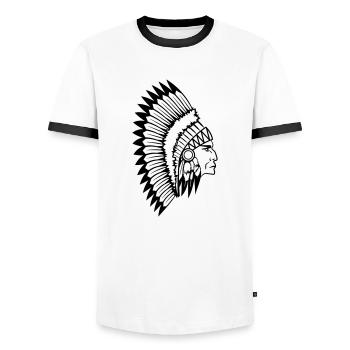 Fier chef indien visage tête côté - T-shirt contrasté Homme - blanc/noir - Devant - AI Model Female 172 light (172cm) & AI Model Male 178 dark (178cm)