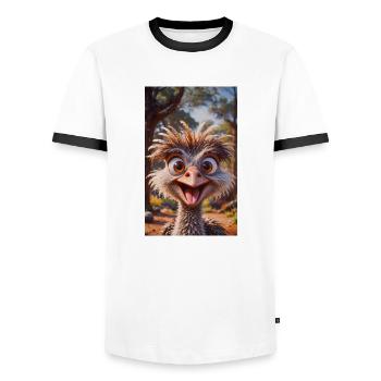 super cute birds around the world – ostrich - Men's Ringer Shirt - white/black - Front - AI Model Female 172 light (172cm) & AI Model Male 178 dark (178cm)
