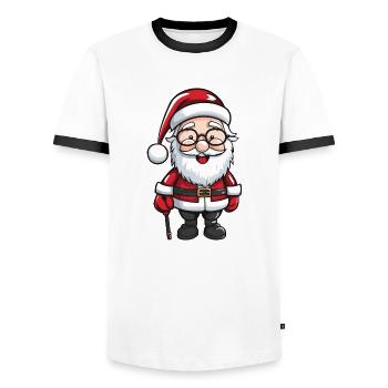 Père Noël Illustration de bande dessinée - T-shirt contrasté Homme - blanc/noir - Devant - AI Model Female 172 light (172cm) & AI Model Male 178 dark (178cm)