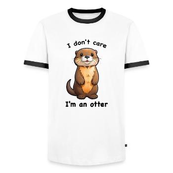 Otter Attitude: I Don't Care - Men's Ringer Shirt - white/black - Front - AI Model Female 172 light (172cm) & AI Model Male 178 dark (178cm)